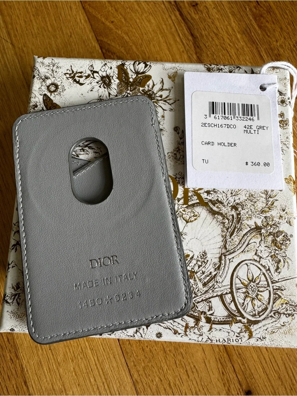Dior Gray Leather Card Sleeve with Cutout